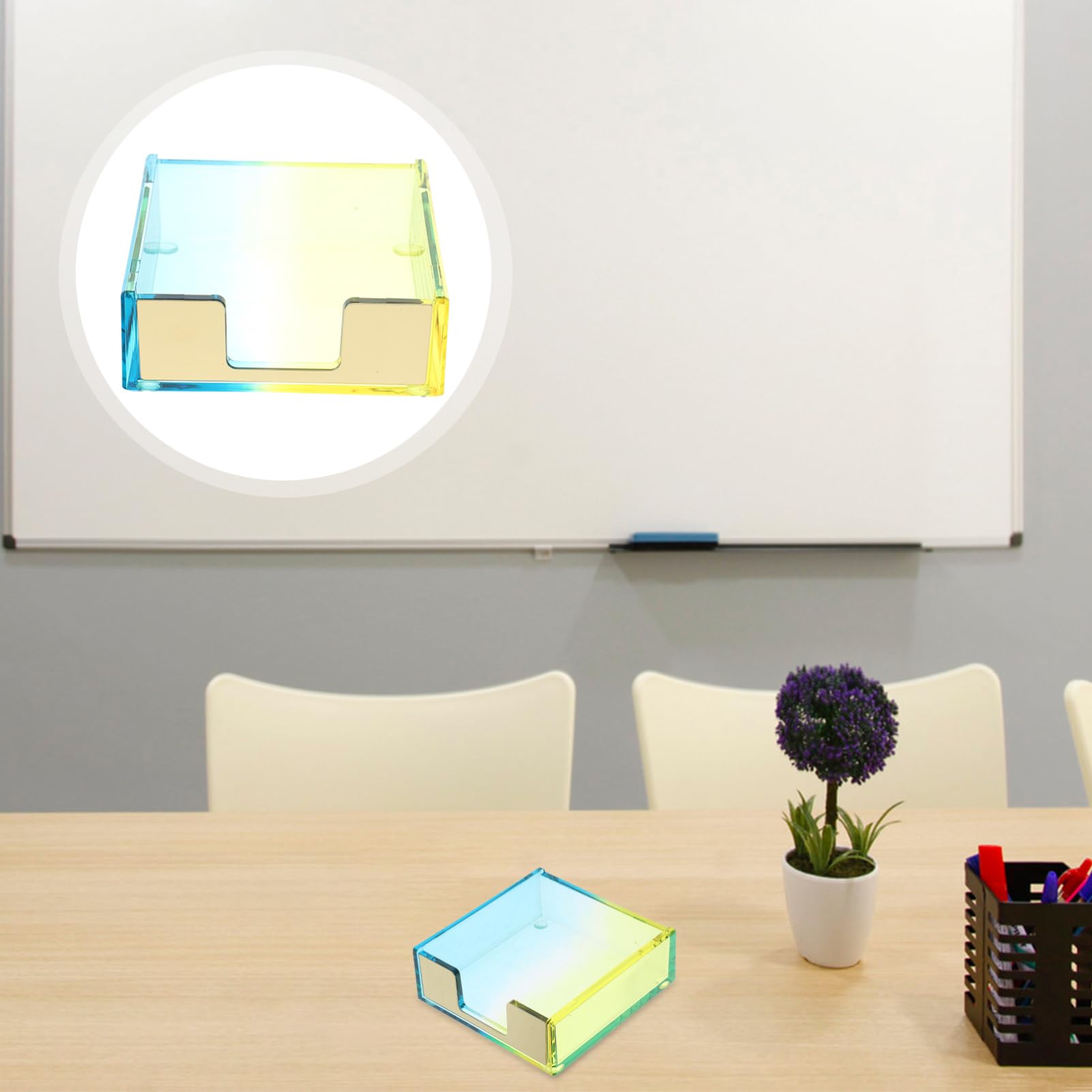 NUOBESTY 3pezzi Organizer Per Scrivania Acrilico Gradiente Porta Blocchi e Memo Contenitore Multiuso Per Forniture Ufficio e Decorazione Desktop Contenitore Per Note e Biglietti Da Visita