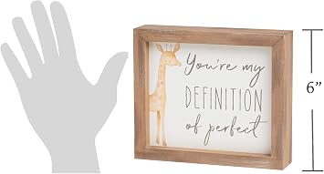 Wood Framed Box Sign for Kids Decor Baby Room Child's Decoration (Giraffe Perfect) Medium