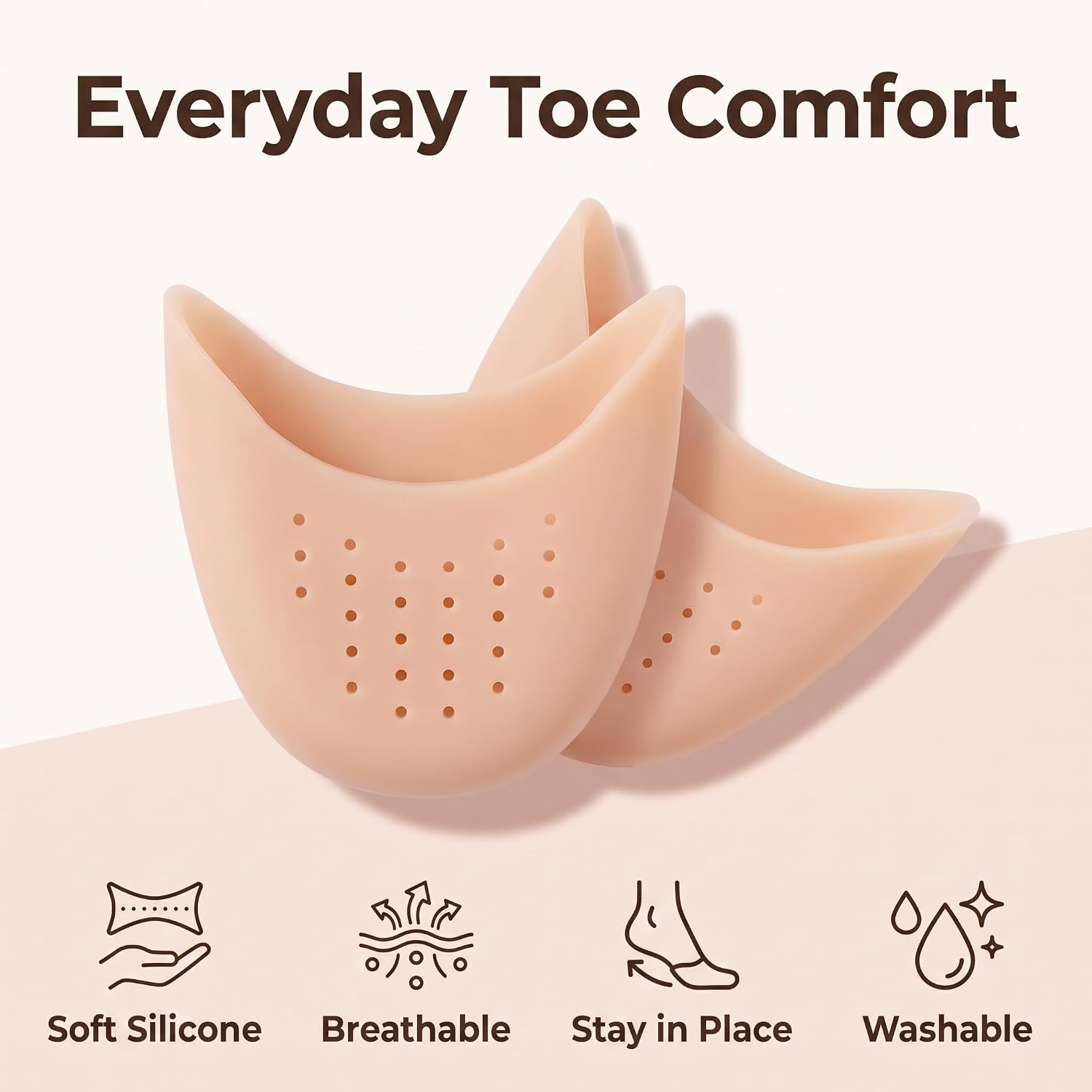 2 Pcs Soft Silicone Gel Pointe Ballet Dance Shoe Toe Pads Toe Protector with Breathable Hole Instant Cooling and Soothing Relief Gel Blister Pads Foot Health image 3
