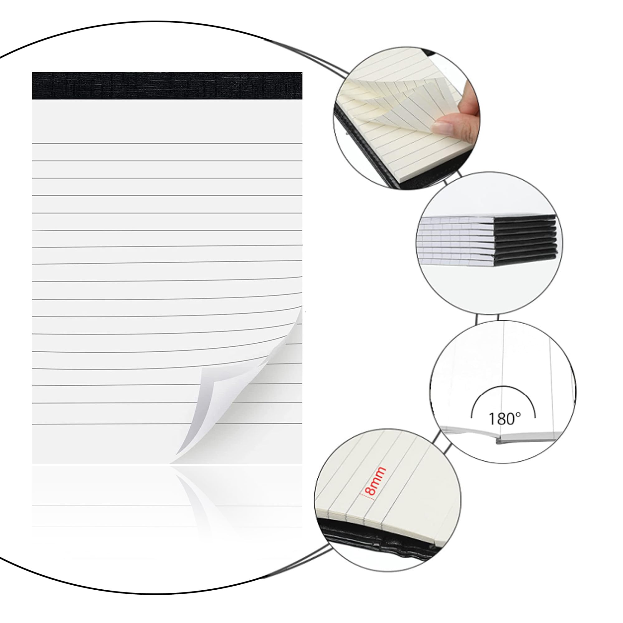 16 Stück Notizblöcke, 7,6 x 12,7 cm, kleine Notizblöcke für Geschäft, Büro, Rechtsblöcke, Schreibblock, Mini-Notizblock mit 30 Blatt liniertem Papier in jedem Notizblock
