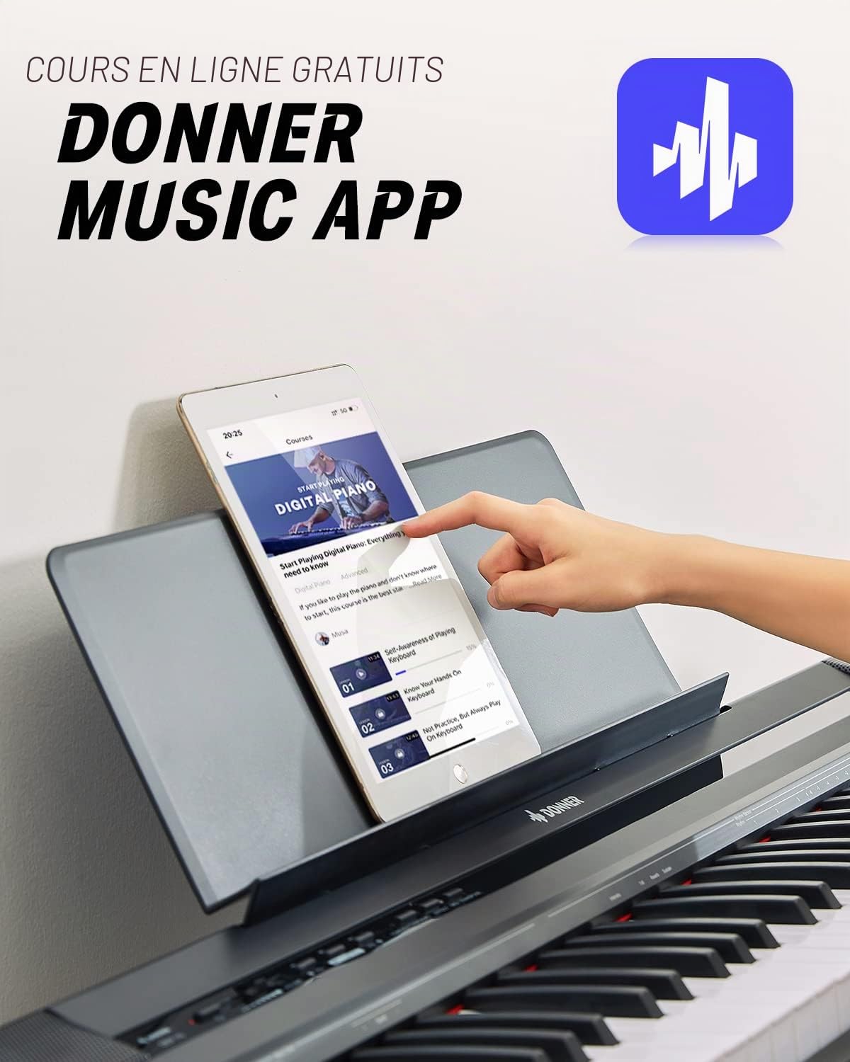 Donner Piano Numérique électrique 88 Touches Semi-lestées, Compact Clavier Touches lourdes Fullsize pour Débutant avec Pédale (Noir Classique, DEP-10)