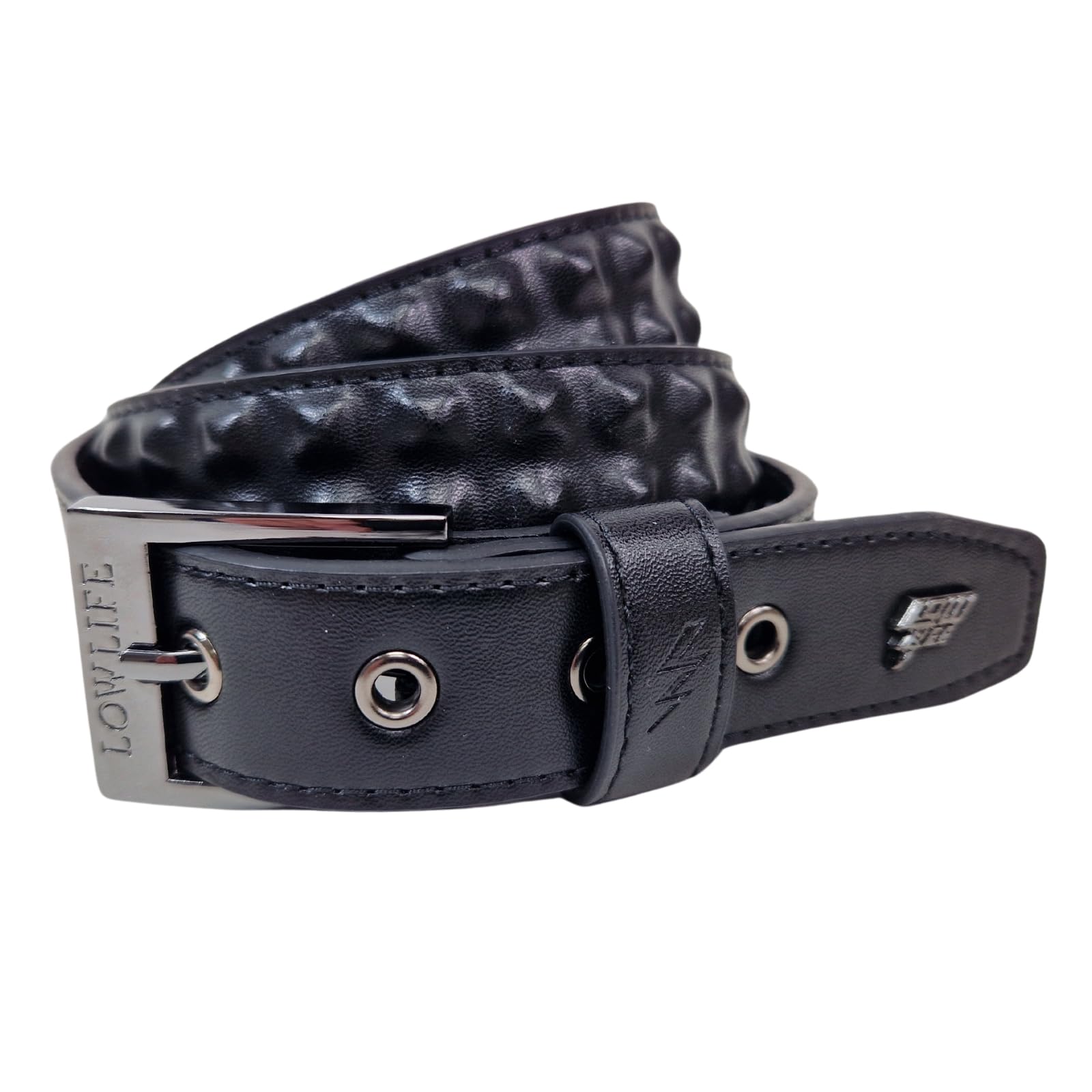 Lowlife Cover Up Slim Leather Belt in Black