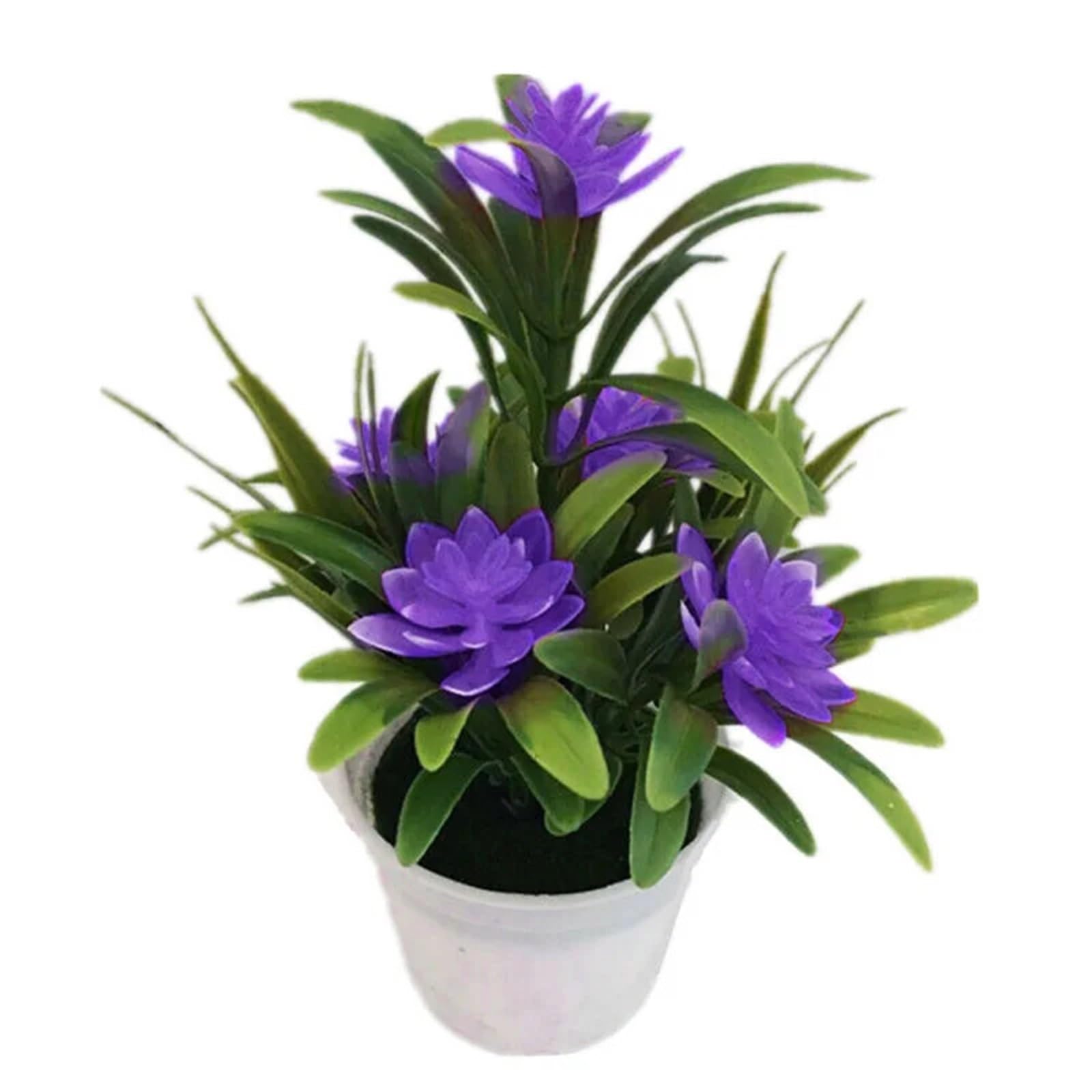 Dcrxz Artificial Flowers 10pcs Artificial Potted Simulation Flowers Plant Pot Outdoor Garden Table Decoration Room Ornament Bonsai Home Decoration(Purple)