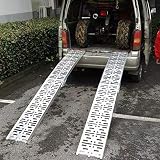 Fogmiea 2 x rampa najazdowa, składana rampa załadunkowa, antypoślizgowa szyna załadunkowa, aluminiowa rampa załadunkowa, nośność 680 kg, rampa do załadunku, rampa motocyklowa