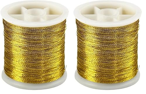 Art-Manufacture-Design - Hilo de costura (100 m), color dorado (Paquete de 2)