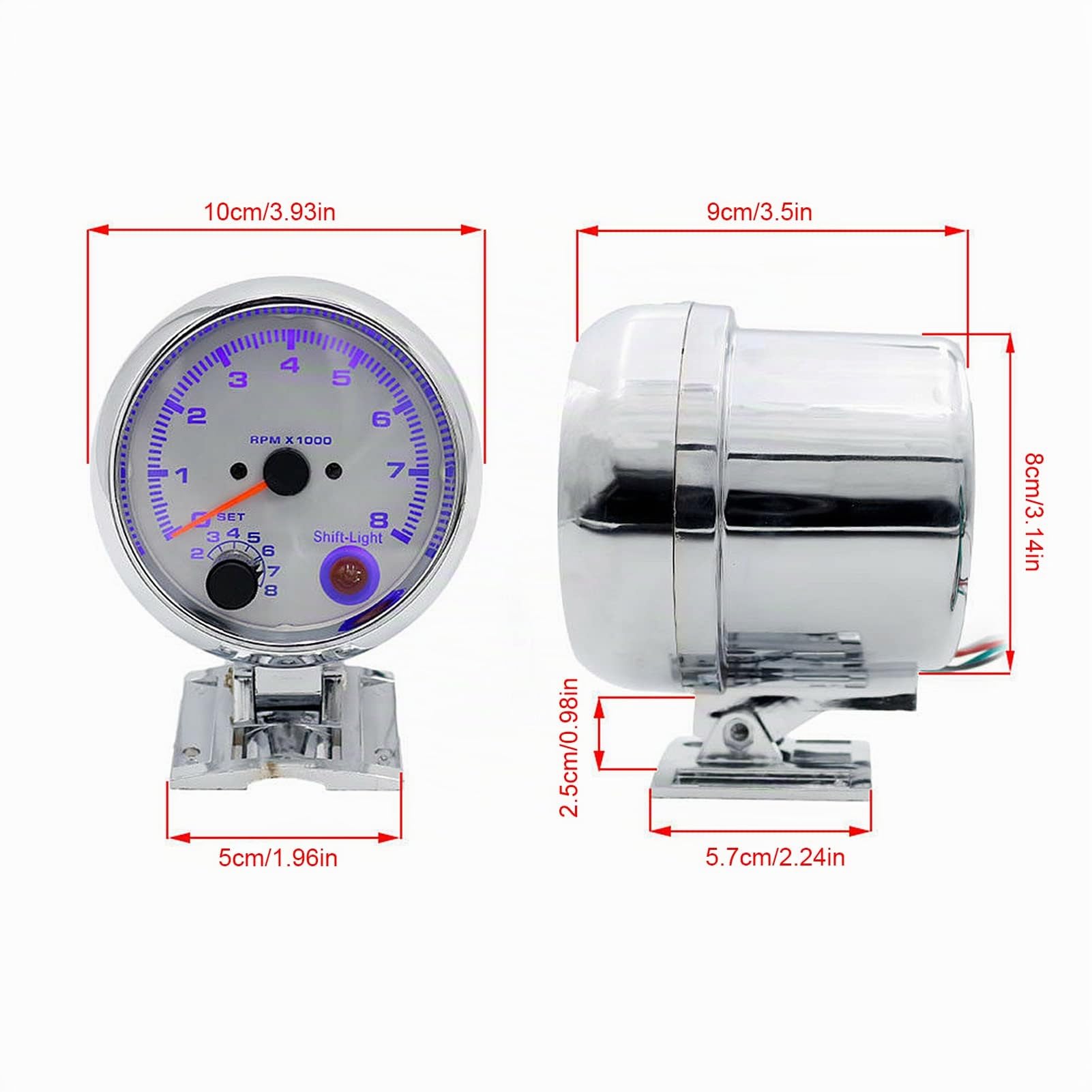 drehzahlmesser 8 zylinder motor benzin,Drehzahlmesser, 4-Zylinder, Chrom-Weiß-Schaltlicht, 3,75 Zoll, 0-8000 U/Min, 7-Farbige Hintergrundbeleuchtung