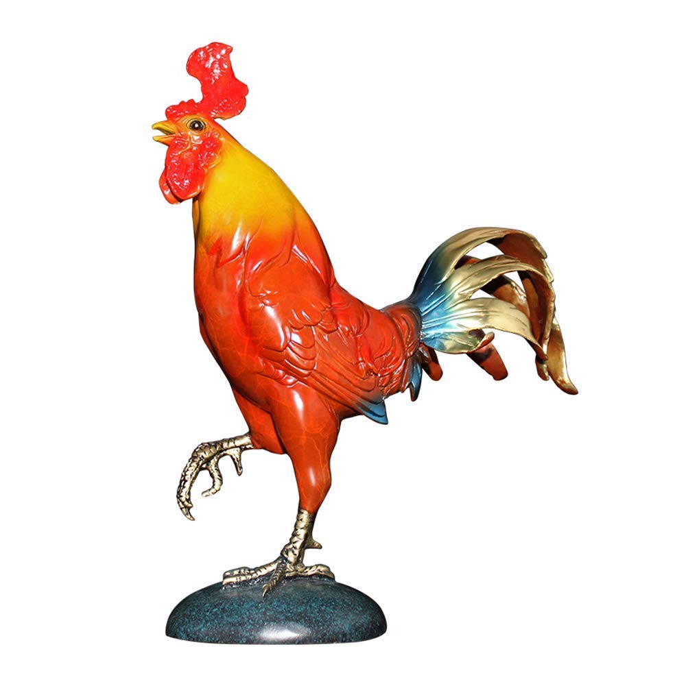 Creative Bronze Sculpture Decorations, Rooster Office Desk Crafts, Bedroom Decorations Lucky Feng Shui Rooster, The Best Choice for Opening Gifts,A