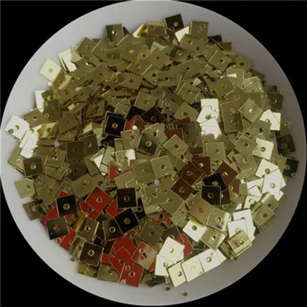 Paillettes carrées plates 4 mm Light Gold en lot de 1200 pièces pour loisirs créatifs