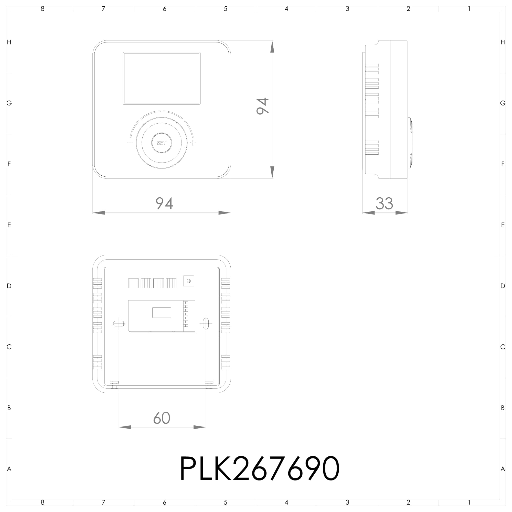 Plikc Quadro Plikc PLK267690 Thermostat d'ambiance numérique Mural à Piles Blanc