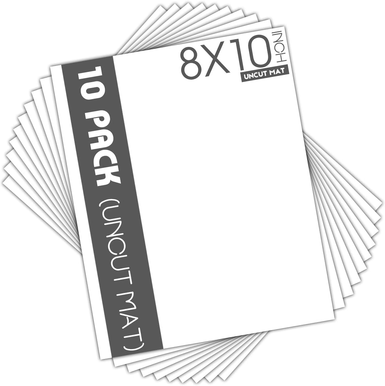 Mat Board Center, Pack of 10 8x10 White Uncut Mat Boards, Acid-Free Backing Matte Boards for Frames, Prints, Photos, Pictures