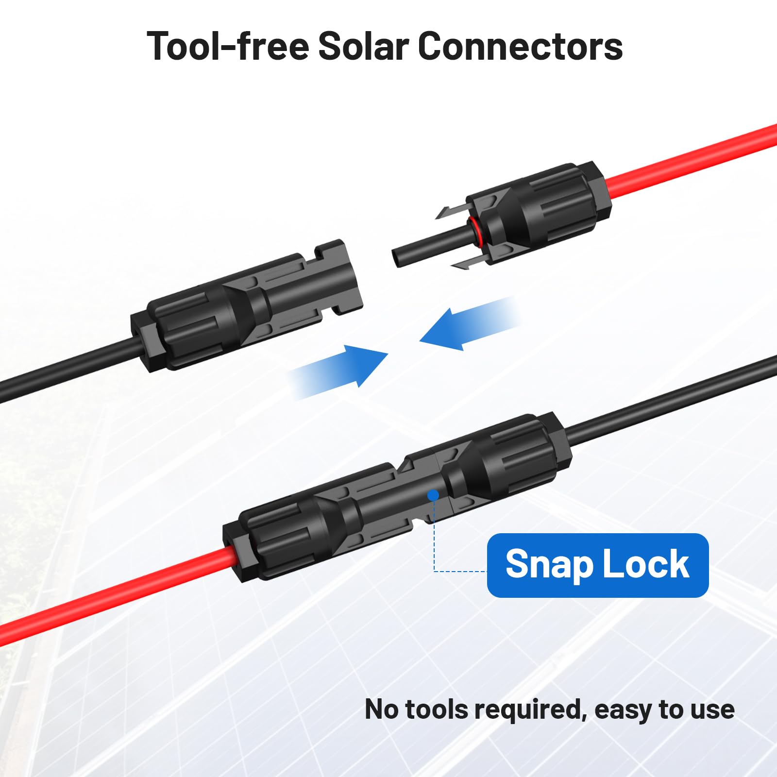 daitoku Entrada de prensaestopas solar con cable de extensión solar de 10 pies, 10 AWG, caja de conexiones solares MC4 conectores para paneles de techo en RV, barco, caravana, furgoneta, construcción