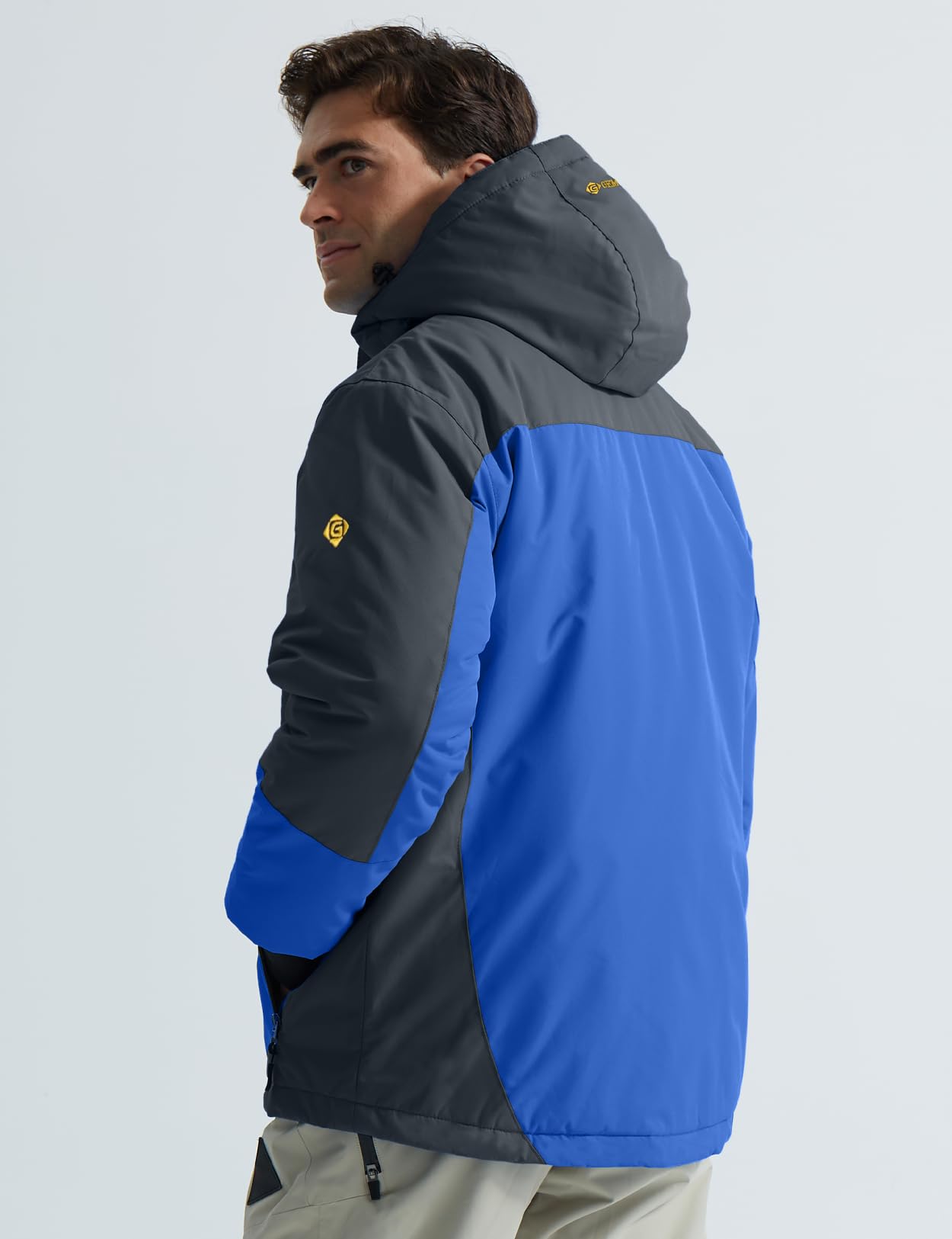 GEMYSE Chaqueta de Esquí Impermeable de Montaña para Hombre Abrigo de Invierno de Lana Antiviento con Capucha