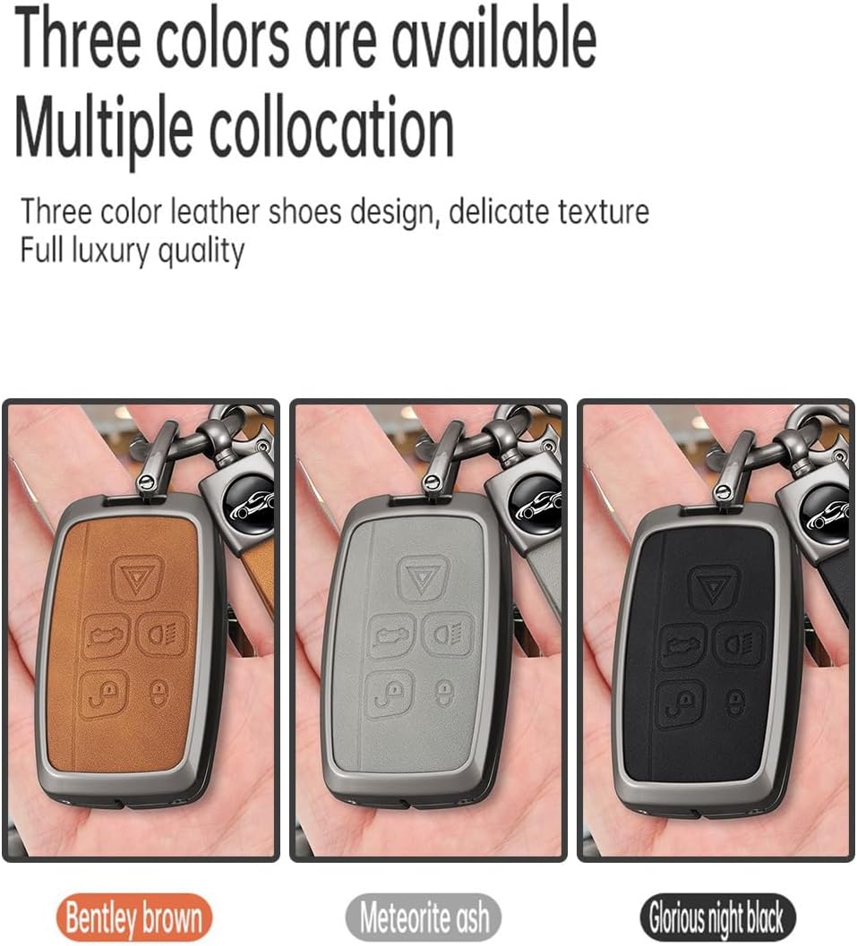 ontto Leather Key Cover with Keychain Fit for Range Rover sport Evoque Velar Smart Remote Key Holder for LR2 LR4 Freelander2 - Image 6