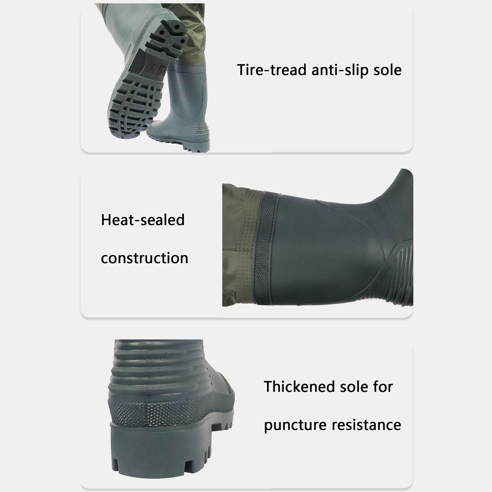 Atmungsaktive Angel-Wathose Herren,wasserdichte Wathose,mit Stiefeln,Crosswater-Wathose mit Gürtel,inklusive einfachem Reparaturset für Angeln,Landwirtschaft,Gartenarbeit,Größe EU 39-44