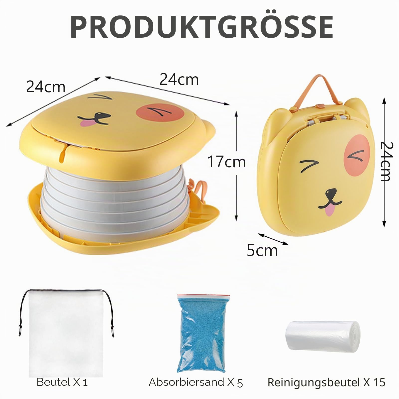 Faltbarer Toilettensitz Kinder,Töpfchen Falttoilette Kinder,Tragbares Reise-Klapptöpfchen,Toilettensitz für Kinder,Reisetoilette Kinder,Travel Töpfchen,Kindertoilette für Mobile Toilette (Orange)