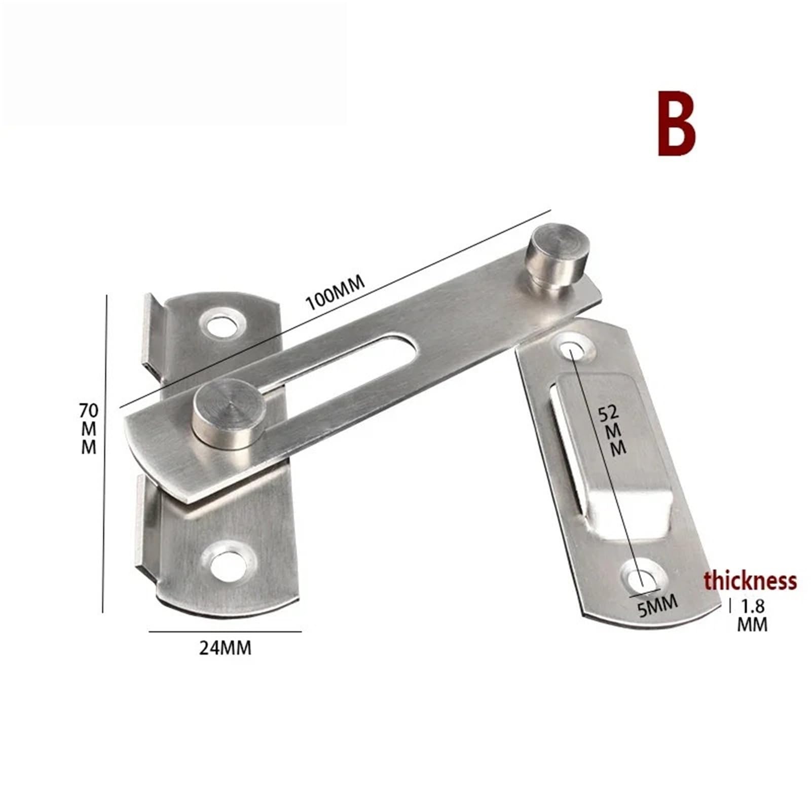 Rygiel zatrzaskowy Hasp Lock do drzwi przesuwnych, balkonowych, okien, szafy, pokoju, łazienki, stodoły, MS93 G, 1 sztuka (B)