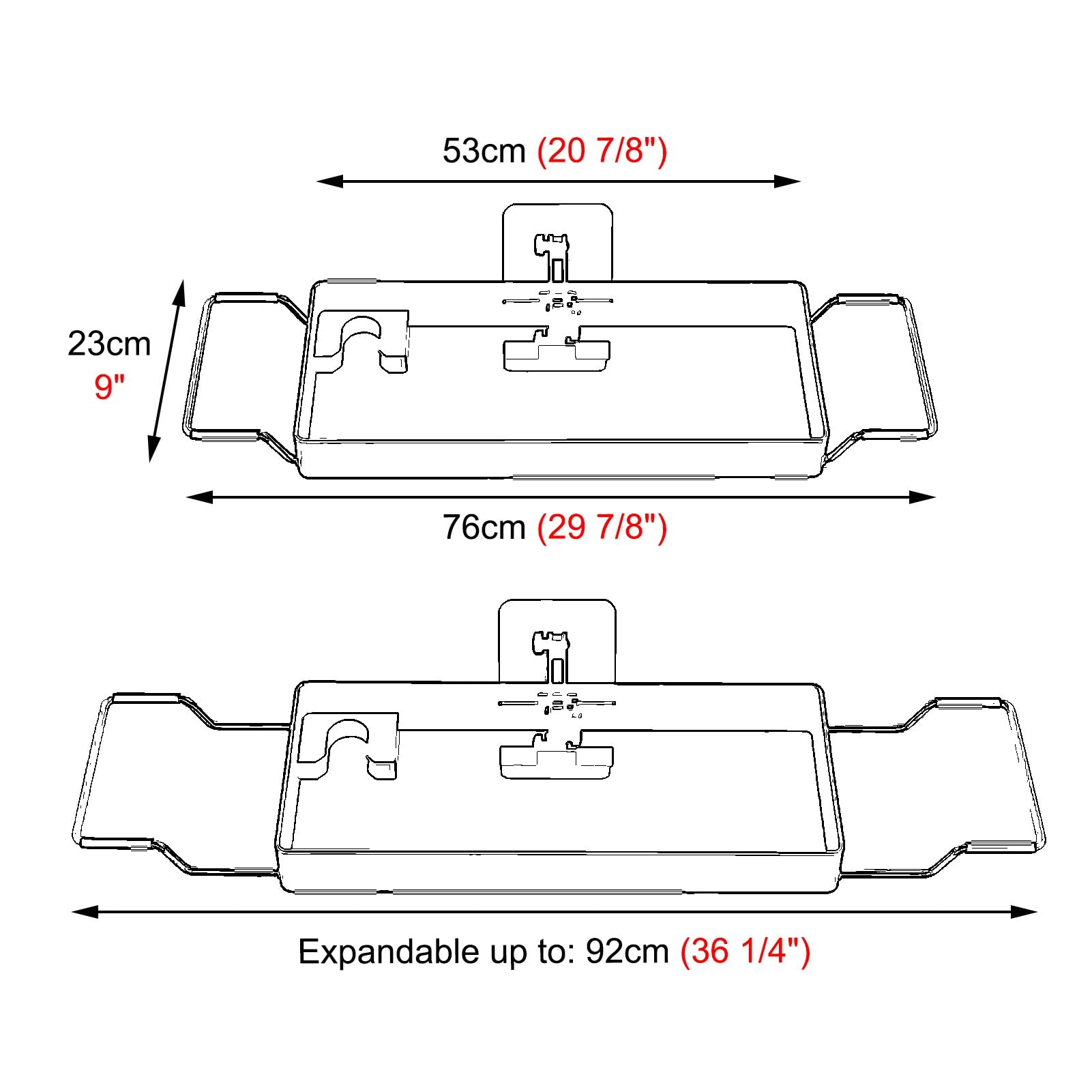 Bandejas para bañera, bandejas de acrílico para bañera, Organizador de bañera con Lados expandibles de 76 a 92 cm, Apto para la mayoría de bañeras, Accesorios de Almacenamiento para baño a p
