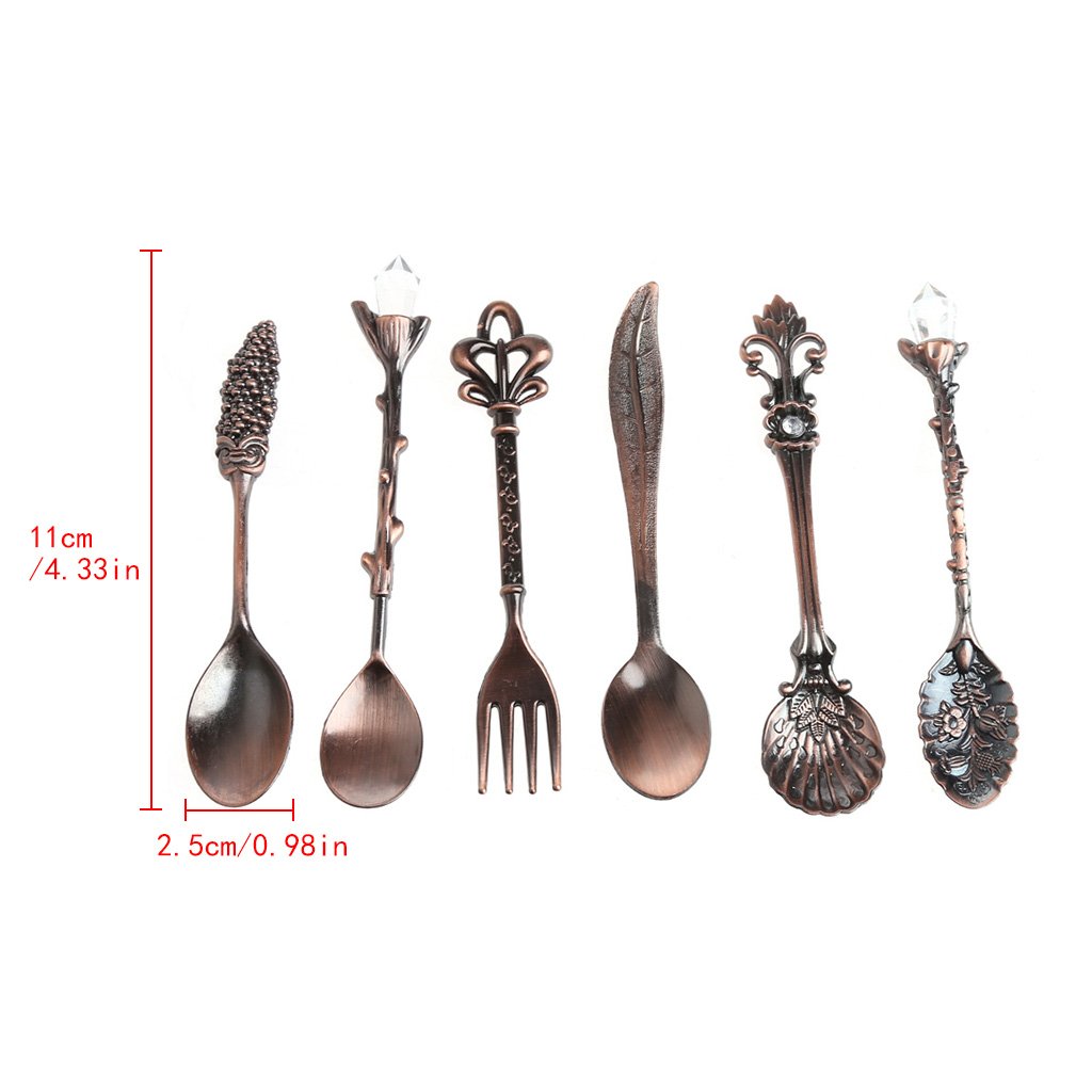 6X Vintage Style Royal cuillère à café Fourchette crème glacée Dessert cuillère Couverts cuillère cuillère à café doré