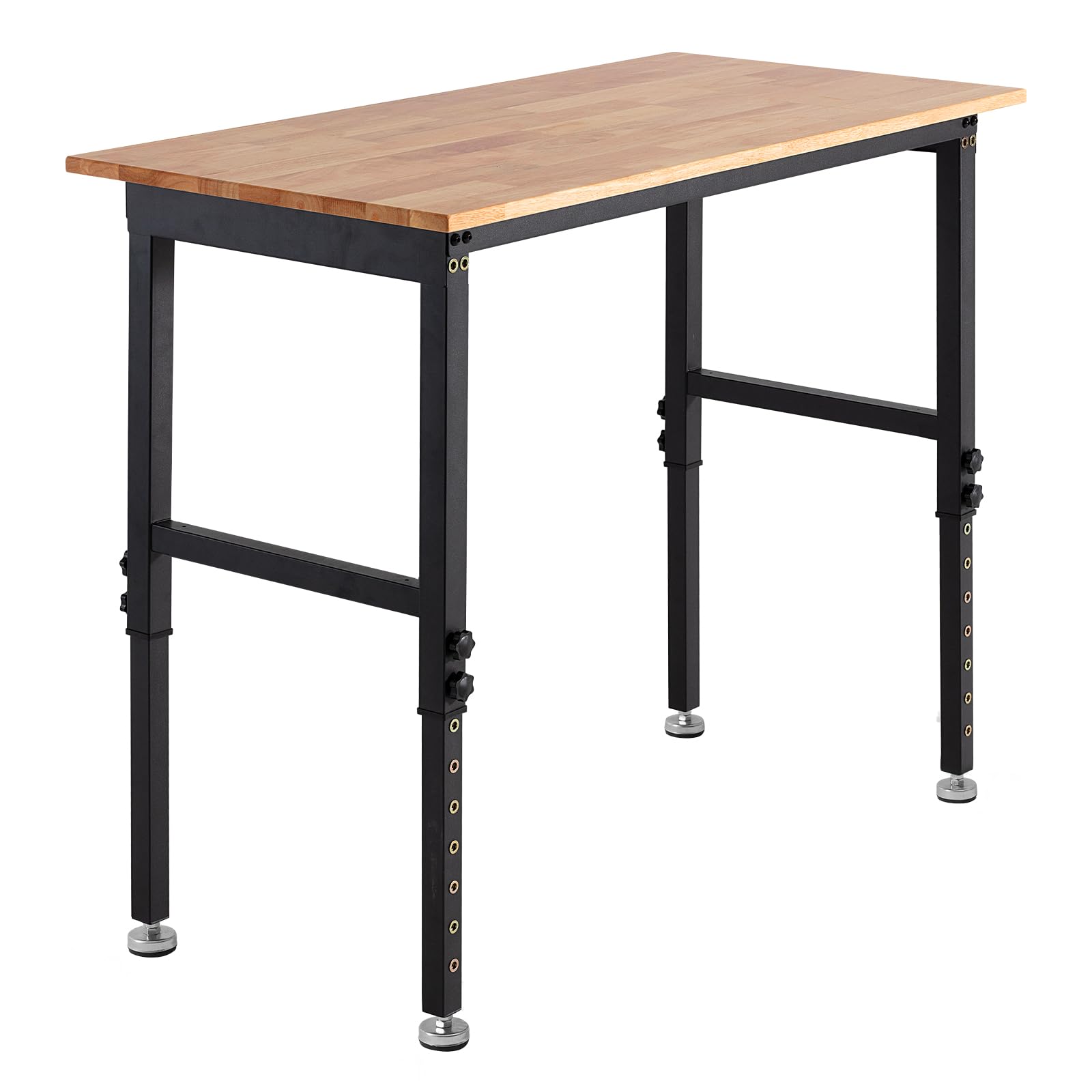 VEVOR Werkbank, 680 kg, Werkstatttisch 122x60 cm große Arbeitsplatte aus Eichenholz, Arbeitstisch mit 67–102 cm Höhenverstellung, Werktisch für Garage, Werkstatt, Zuhause, Büro & Gewerbe