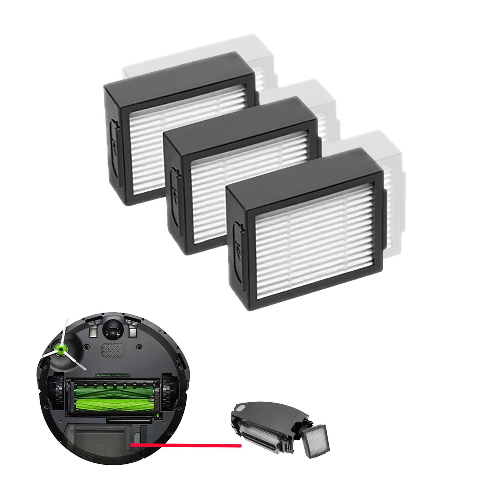 ALLVD ルンバ用フィルター e5 /j9 /j7 / i7 / i7+ / i5+ / i3 / i3+ / i2用ロボット掃除機交換用 互換性のある製品(3つのセット)