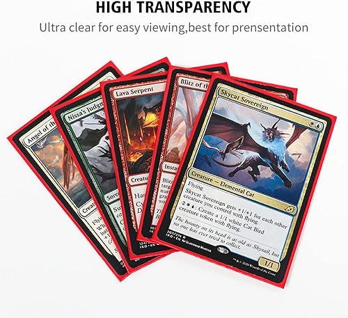 Miniatura 5 de 300 fundas mate Magic The Gathering para cartas protectoras, acabado rojo mate, fundas MTG barajadas perfectas, juegos estándar y tamaño de tarjeta