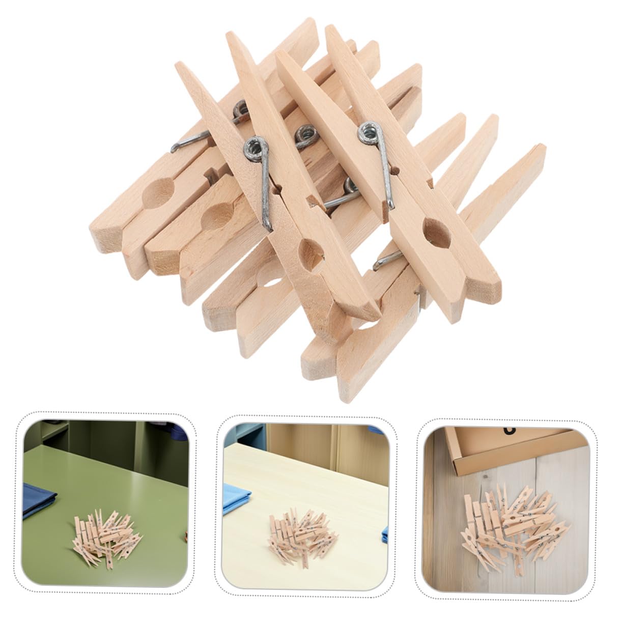 NUOBESTY 150 pezzi Mollette Bucato Legno Antivento Clip Multiuso per Foto e Vestiti Resistenti per Esterno e Interno per Calze e Biancheria Delicata