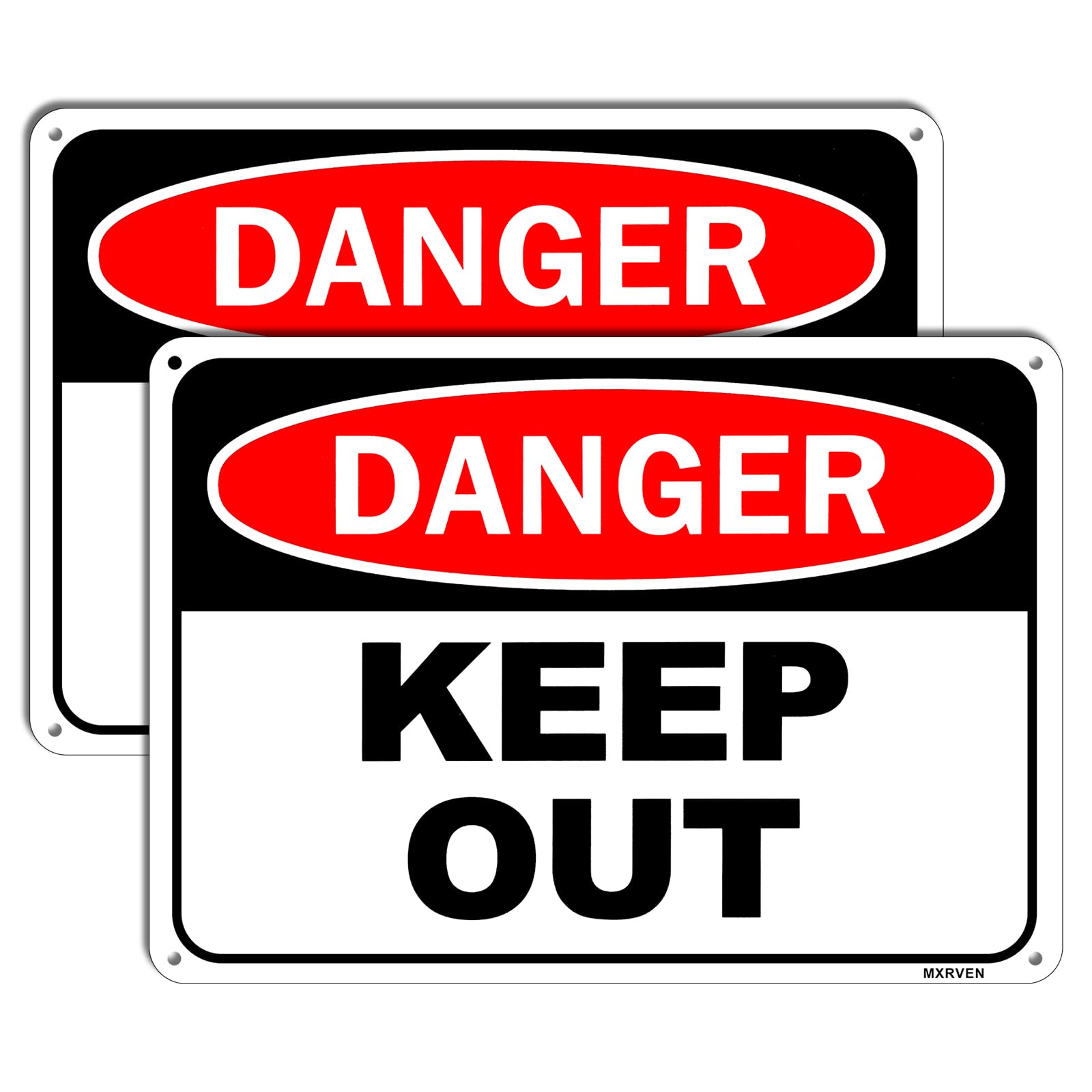 2 Pack Danger Keep Out Sign, 10"x 7" Rust Free Reflective Aluminum Metal Sign, Fade Resistant, Waterproof, Easy to Mount