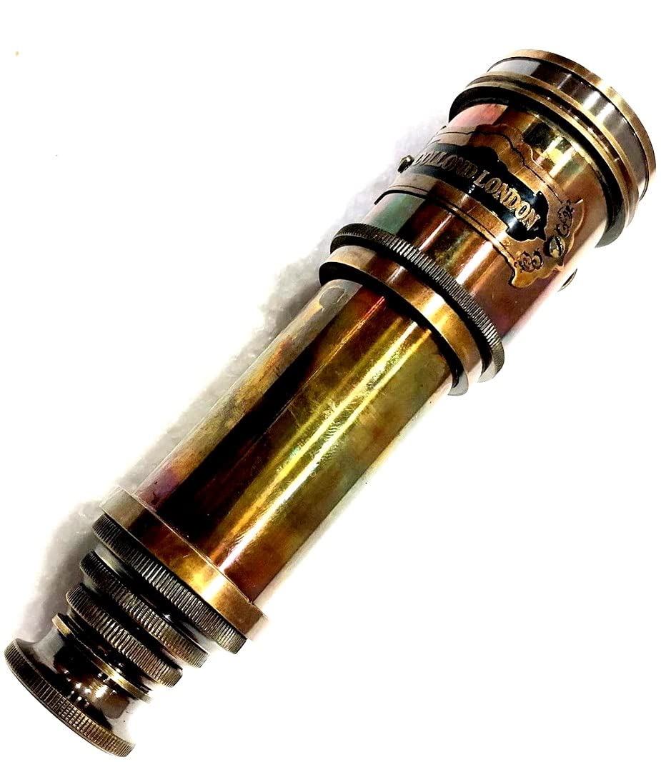 Telescopio de latón de estilo vintage con funda de cuero, colección Lord London 1920, acabado antiguo