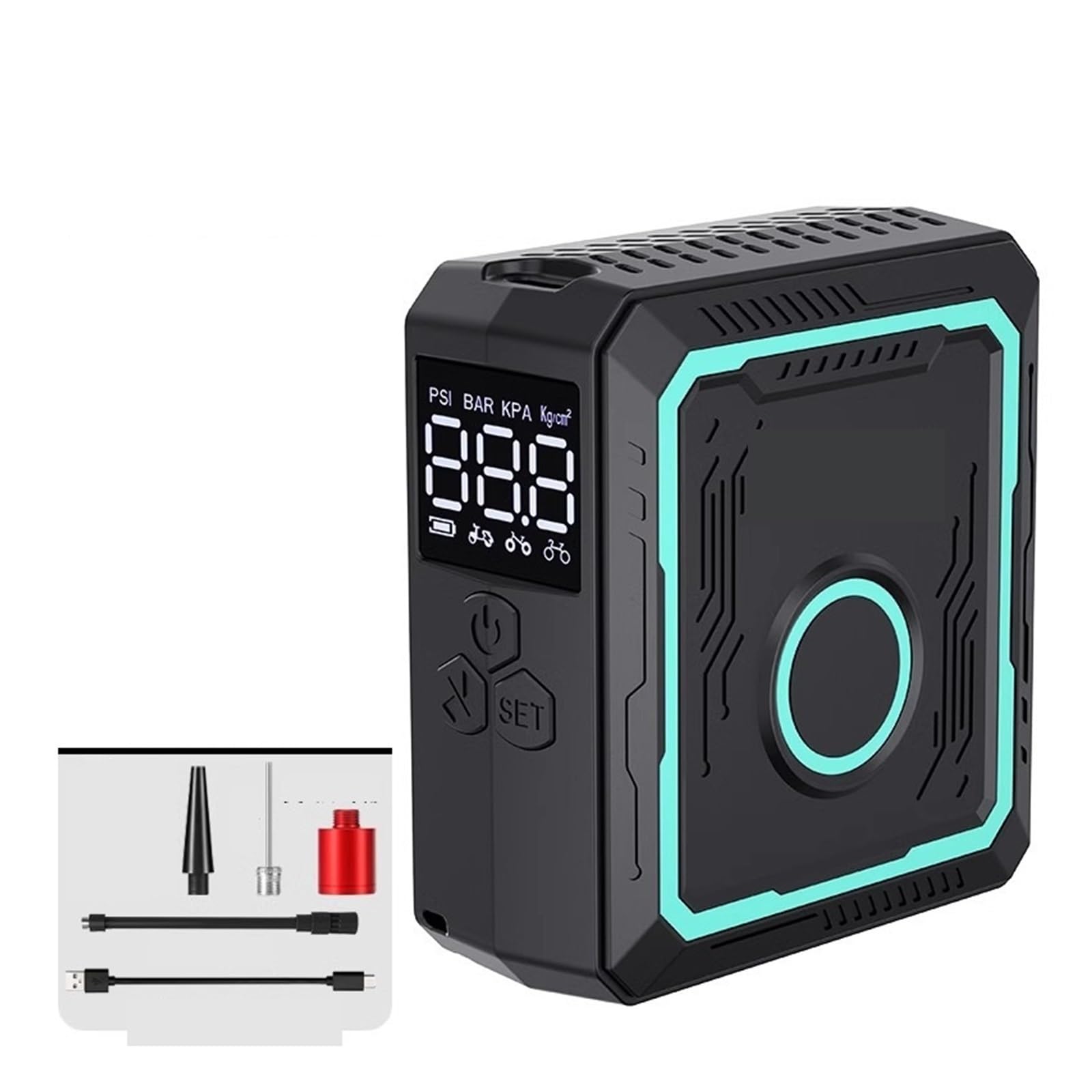 Bomba de Aire para Coche, Minibomba De Aire Eléctrica For Bicicleta, Inflador Portátil Neumáticos 150 PSI para Motos(Blue)