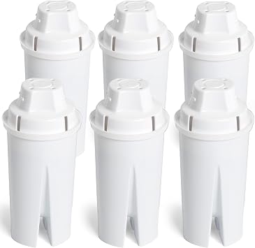 Amazon Basics Enhanced Water Filters for Pitcher, Brita Compatible, 6-Pack | NSF Certified to Reduce 9 Contaminants