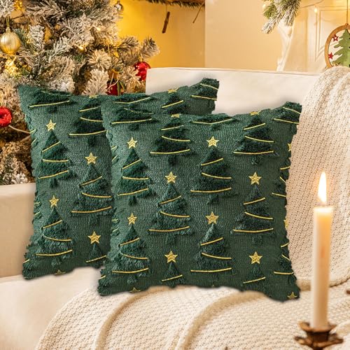 Weihnachten Kissenbezug 45x45, 2er Set Kissenbezüge Weihnachtsbaum,...