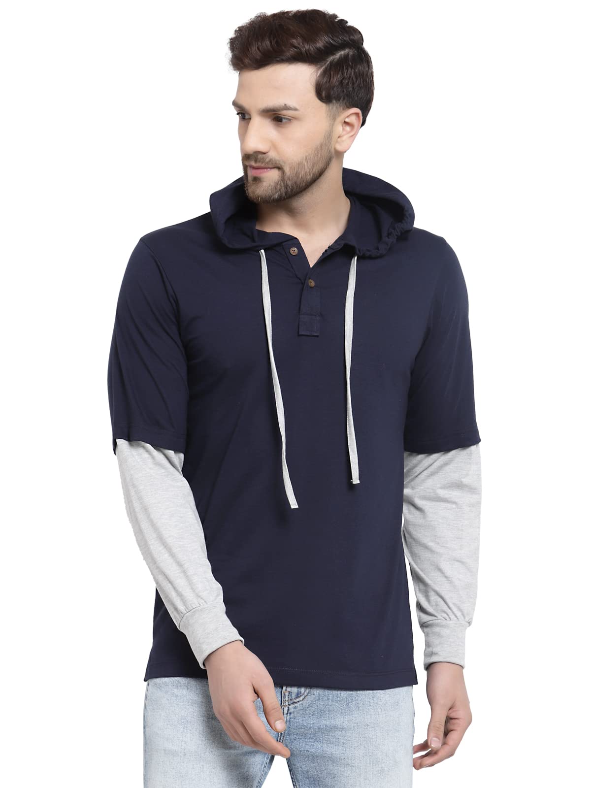 kalt Men Full Sleeve Dual Colour Cotton Blend Hoodie-picture-53