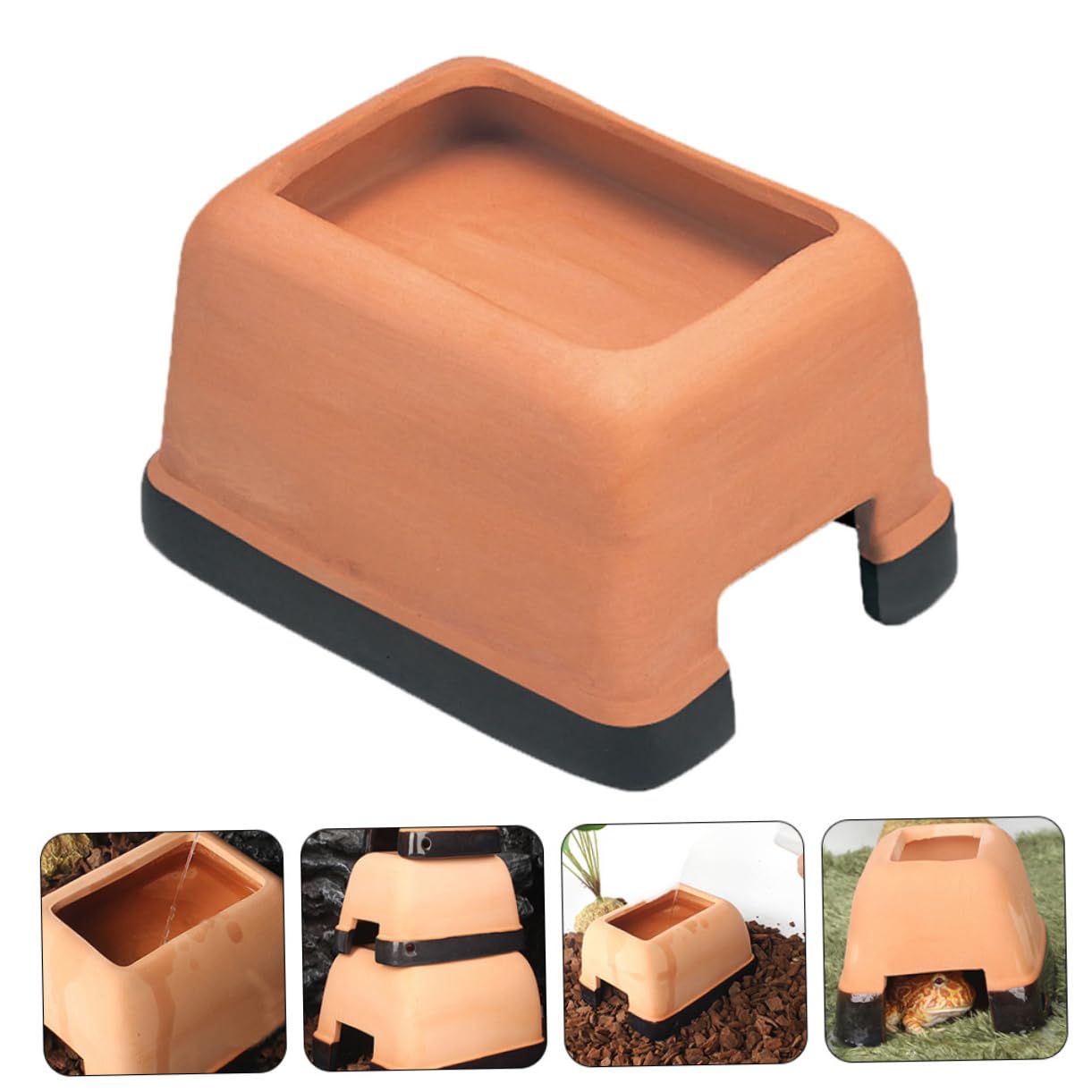 COLLBATH Caverna Ceramica Per Rettili Nascondiglio Simulato Per Tartarughe e Lucertole Design Unico Per Terrari e Decorazioni Per Ufficio Struttura Stabile e Pratica Media Rx