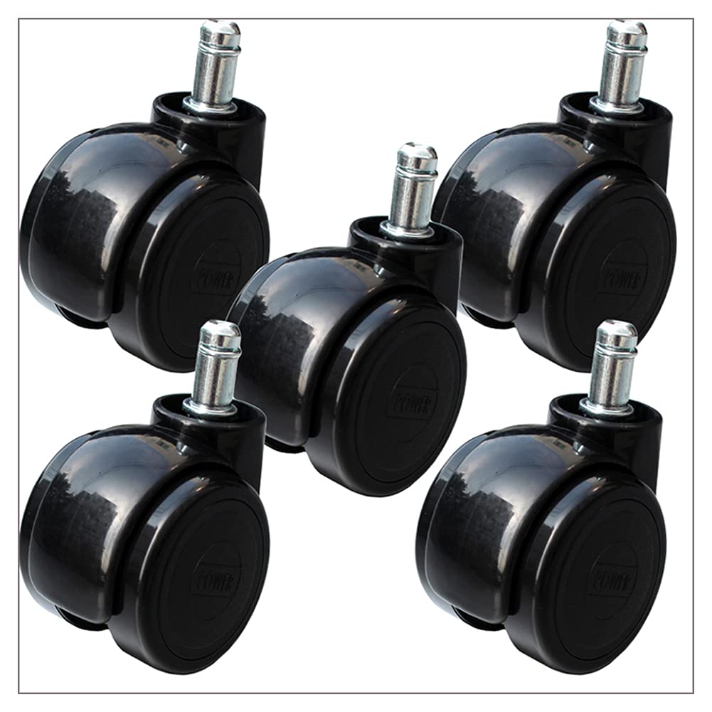 Plate Casters 5 Furniture Castor Wheels stem M11 for Office Chair 2 inches Heavy Duty 200kg Silent PU with Brake Swivel casters for Table Trolley