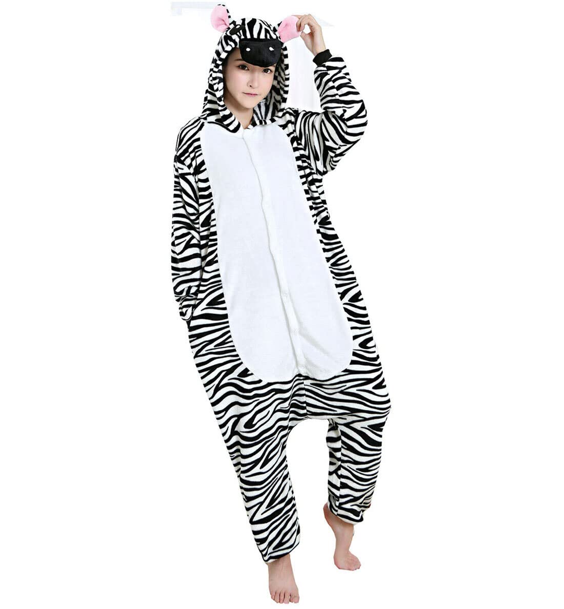Fairy Boutique Girls Black/White Animal Print Kids Fancy Party Wear Jumpsuit Adults Xmas Long Sleeve Hodded Book Week Costume Onesies
