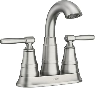 Moen 84971SRN Halle Two-Handle Centerset Bathroom Sink Faucet with Drain Assembly, Spot Resist Brushed Nickel