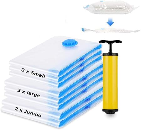 VOUNOT Sacchetti Sottovuoto 12 Pezzi | Per Lenzuola, Coperte E Abiti, Con Pompa - Foto 5