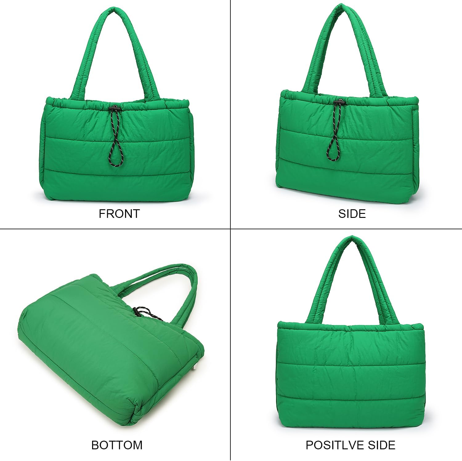 Queenoris Puffer Tote Bag for Women, Large Quilted Lightweight Satchel Purse Travel Gym Bag | PUFFER, NYION, MAGNETIC SNAP, LARGE CAPACITY, SHOUIDER/HANDBAG