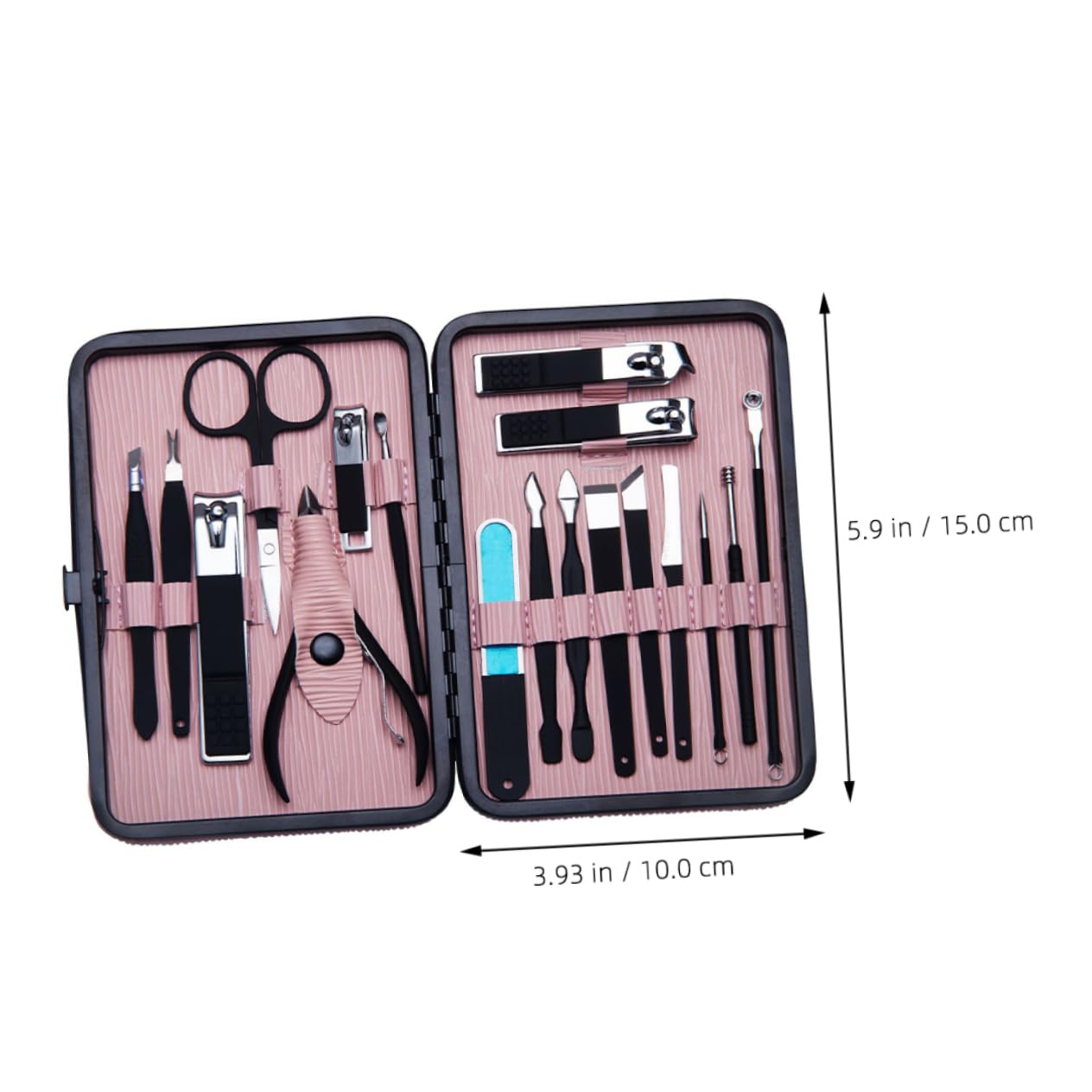 Kit de Manicura 18 Piezas de Acero Inoxidable Rosa | 1 Set Portátil, Alta Resistencia, para Grooming y Manicure, Accesorios Compactos de Uso Personal