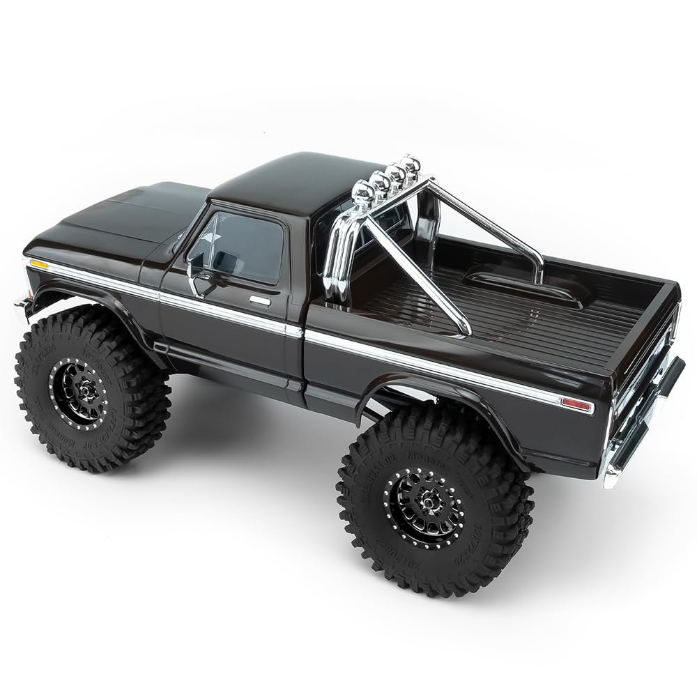 MORLORDY 1.3" RC Wheels & Tires Set - 72mm Mud Tyres and Beadlock Wheels for 1/18 TRX4M TRX4M Bronco Defender K10 F150 FMS FCX18 LC80 and 1/24 SCX24 RC Car Truck Upgrade Parts (Style B - Black) - 2