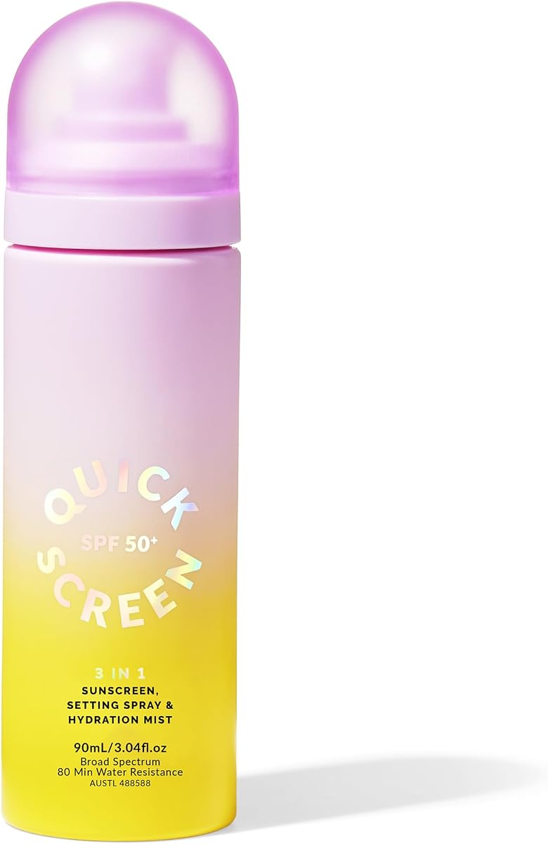 QUICK FLICK 3-in-1 SPF 50+ Sunscreen, Setting Spray & Hydration Mist | Ultra-Lightweight, Fast Absorbing & Non-Greasy | Invisible Makeup Setting Spray | No White Cast | 90 ml