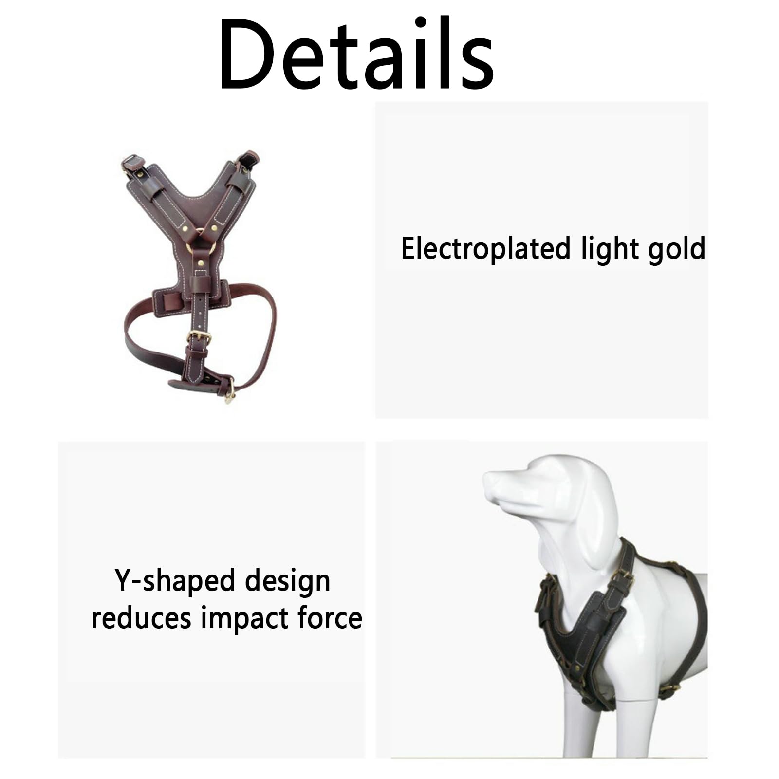 Arnés para Perros De Cuero con Anillos En D Y Hebillas Ajustables Arnés para Mascotas De Uso Pesado Ajustable para Perros Grandes Ideal para Caminar, Entrenar Y Actividades Diarias