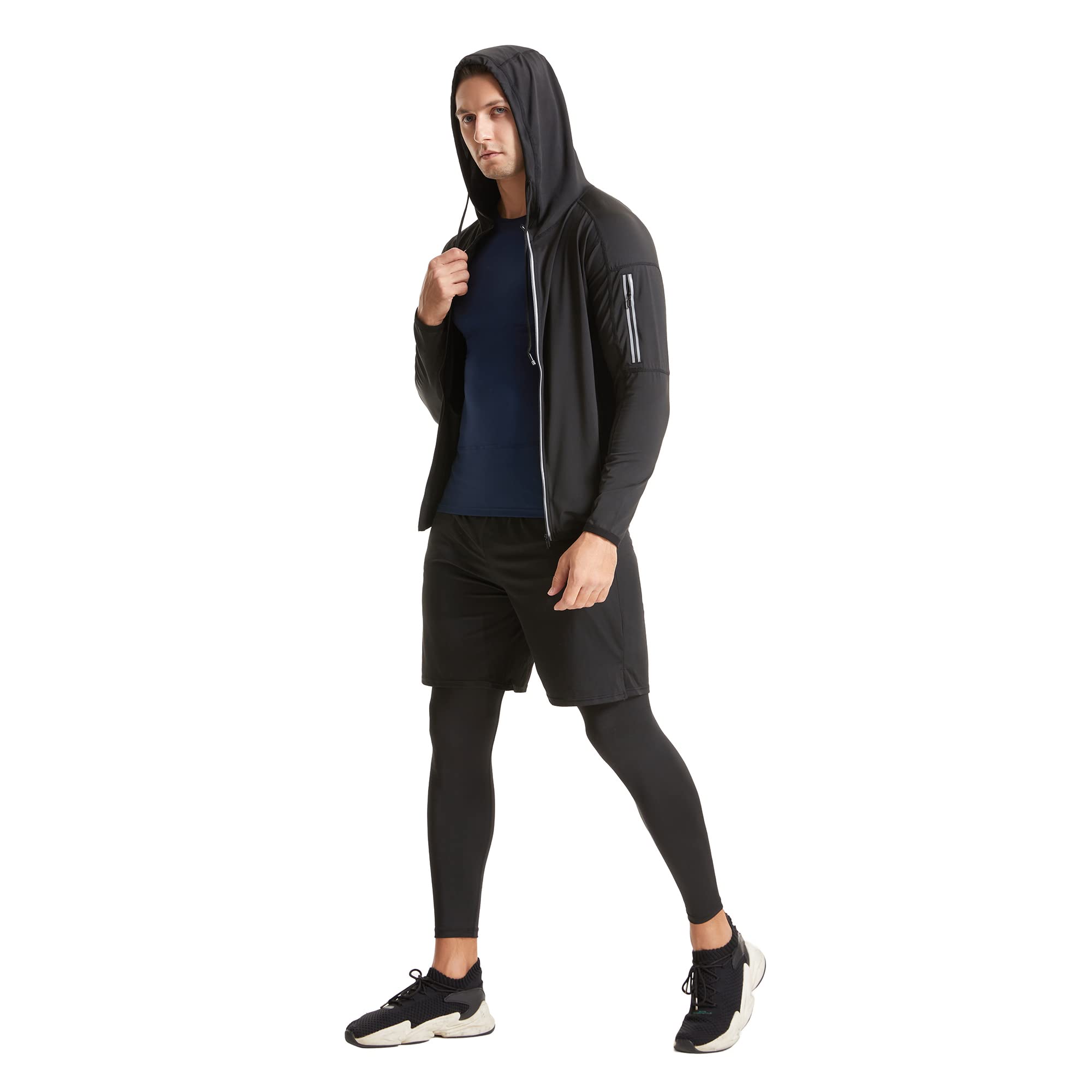 5 pièces Ensemble Compression Homme Vêtements d'entraînement de Fitness pour hommes pantalons de Compression à Vêtement Running Tee Shirt Compression Legging Sport Short Running