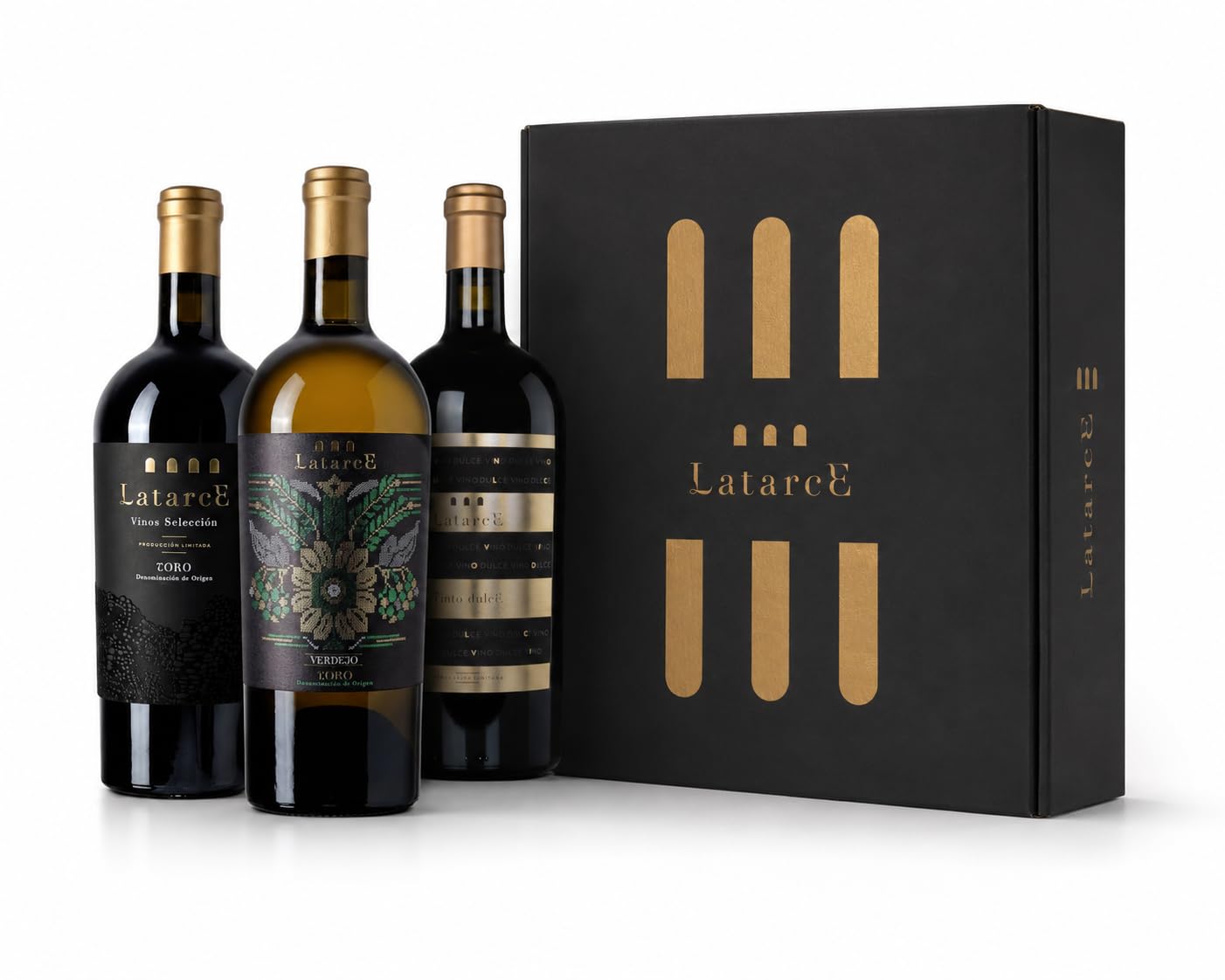 Latarce | Pack Regalo 3 Botellas Vinos Gourmet D.O. Toro 75cl | Vino Tinto Selección + Verdejo + Vino Dulce Selección | Edición Limitada Alta Gama | Estuche Elegante Ideal para Regalar