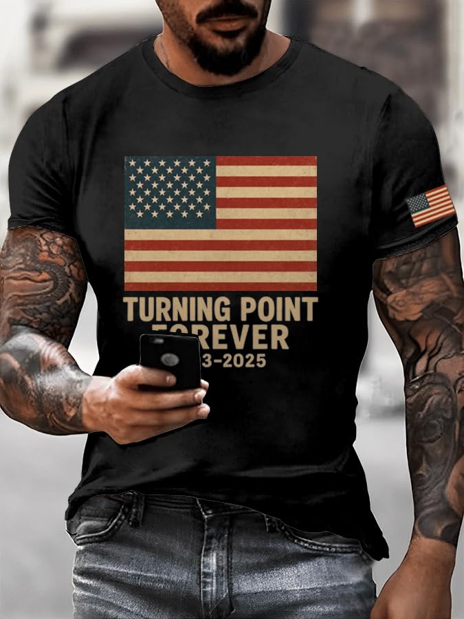 Men's Turning Point Forever T Shirt 1993 2025 Print Round Neck T-Shirt America Flag Freedom Tee2