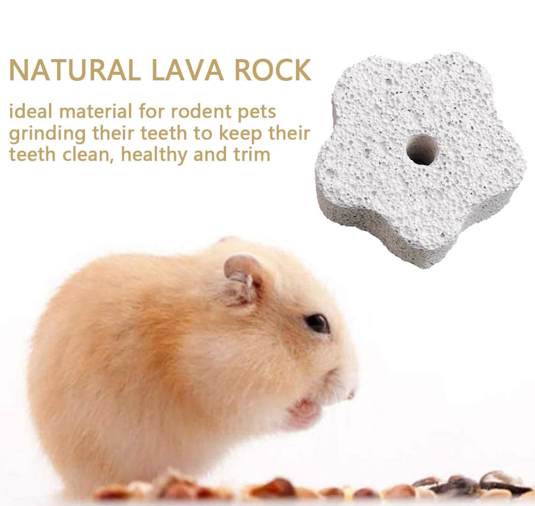 QHLWTT 6Pcs Natural Pet Teeth Grinding Stone Hamster Bunny Calcium Chew Stone Healthy Mineral Stone Chew Toy with Hole for Hamster Rabbit Guinea Pigs - Image 3