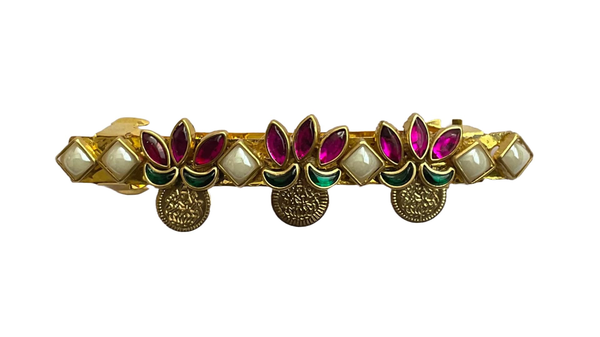 Center Hair Clips Hair Accessories for girls kids women With Kundan Stone House of Parambariyum - Center Hair Clips (Pack of 1) (Pink) (B0D22R2TR3) Amazon Price History, Amazon Price Tracker