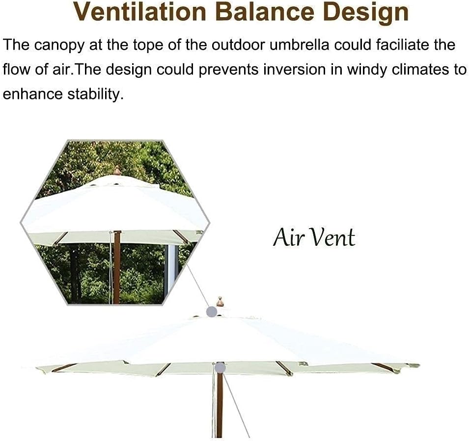 Parasol Umbrella Off-White Patio Umbrella-9-Foot, Large Windproof Offset Umbrella for Garden Deck Pool Patio, Wooden Patio Umbrella (Size : 9ft)