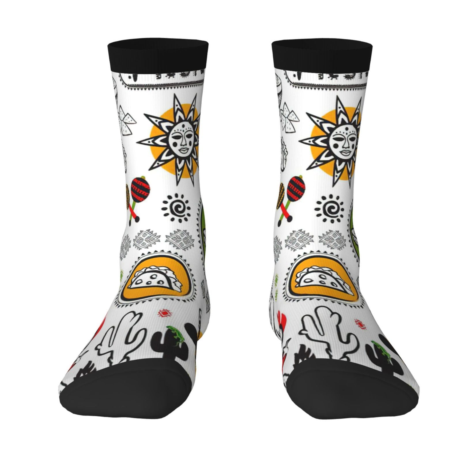EdsfFehs Comfortable Breathable Mexican Salsa Symbols Print Socks For Men And Women,Daily Wear And Sports