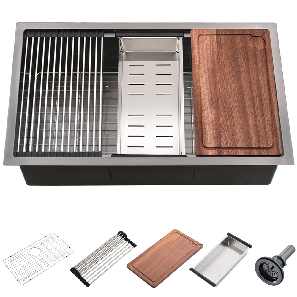 Évier de cuisine encastrable 76,2 cm en acier de calibre 16 avec planche